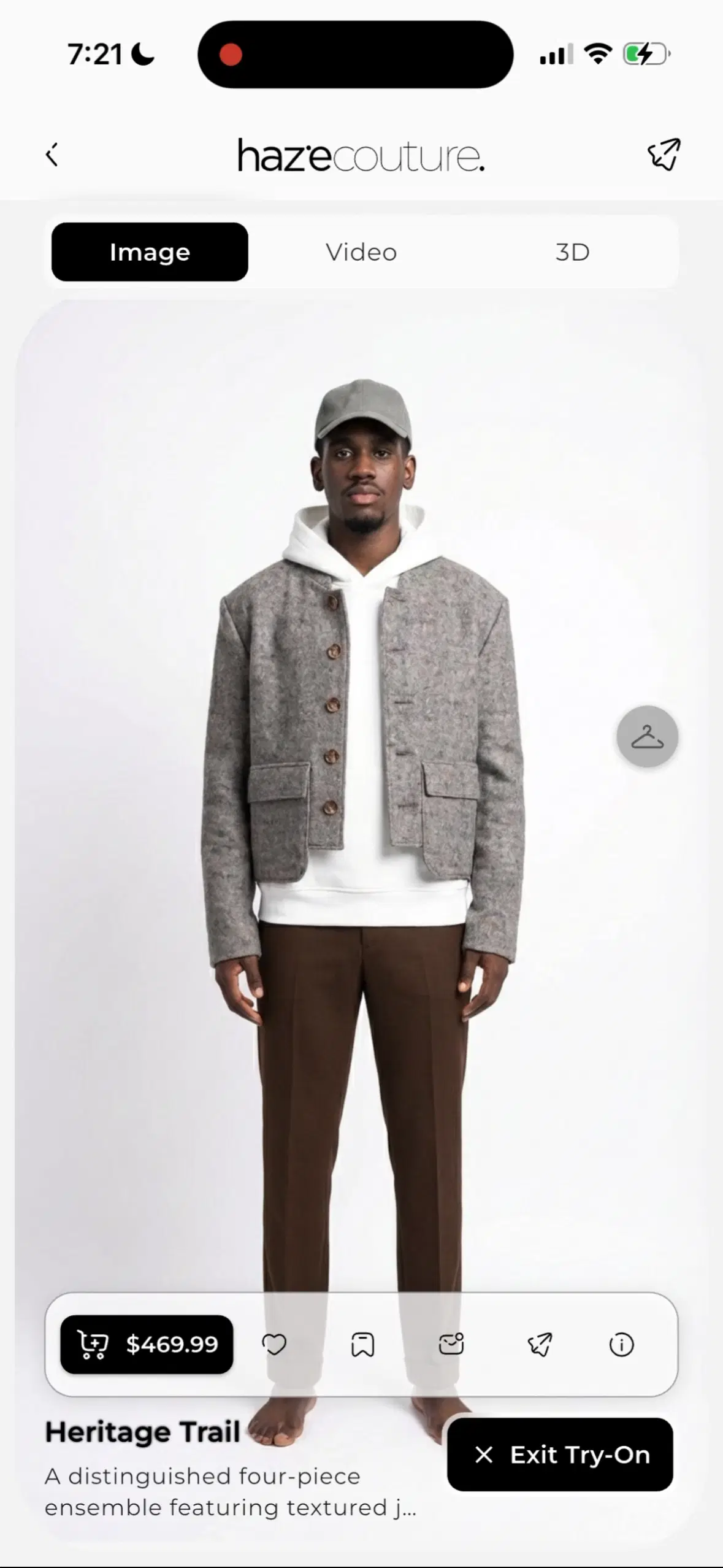 Haze Couture app try-on screen